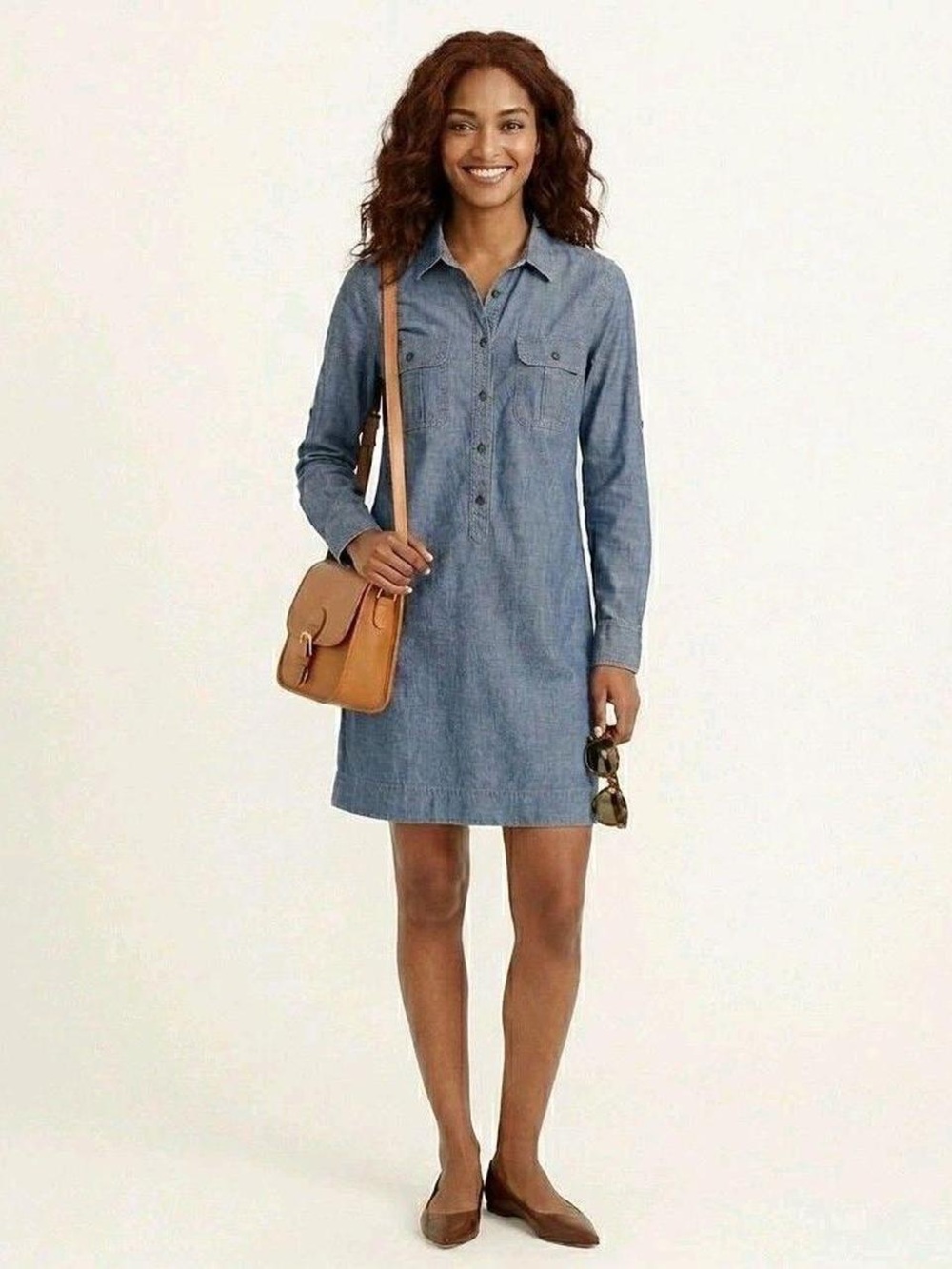 J. Crew Blue Denim Shirt Dress 100 Cotton with pockets